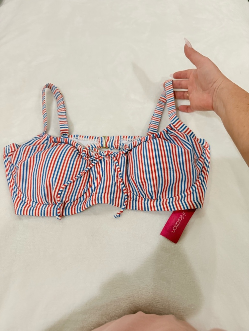 Target Red, White & Blue Striped Women's Bikini Swim Top Size 16 XL